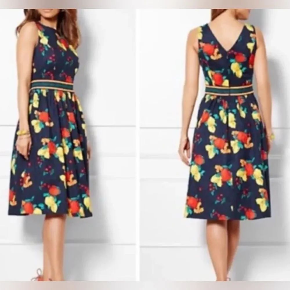 Eva Mendes New York & Company Blue Yellow Red Sleeveless Midi Sz 4 Sundress New